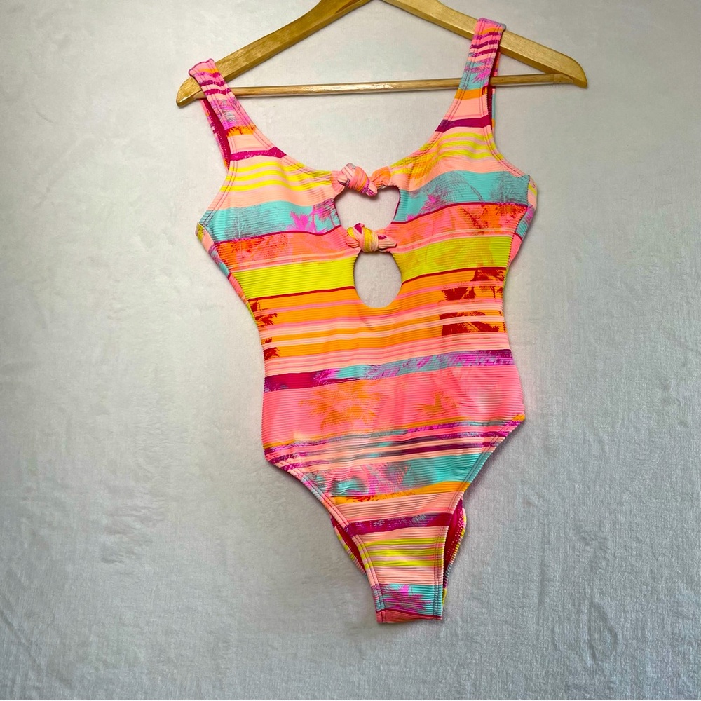 Decree NWT ribbed one piece bathing suit XS multi color